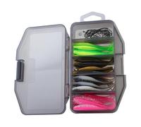 Kit De Cebo De Pesca - Kit De Señuelos De Pesca Flexibles, Conjunto De Señuelos Con Ganchos, Diseño Flexible En Cola De Pescado, Peces De Agua Dulce Y Agua Salada, Kite | Caja De Almacenamiento Comp