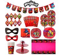 Kit de Celebración Ladybug Miraculous - Cat Noir - Suministros de Fiestas para Niños Pequeños - 100 Piezas