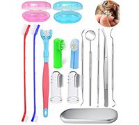 Kit De Cepillo De Dientes Para Perros,Cepillo De Dientes De 3 Lados,Cepillo De Dientes De Silicona,Herramientas De Metal, Kit Profesional De Limpieza De Dientes Para Mascotas(15 Piezas)