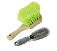 Kit de cepillo de limpieza de coche, limpiador de alfombras, cepillo para parrilla, cepillo para fregar, color verde
