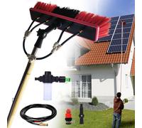 Kit de Cepillo de Limpieza de Ventanas con Suministro de Agua de 15 m, Poste de Aluminio con Cepillo de 55 cm, dispensador de jabón y Manguera de 20 m. Ideal para la Limp