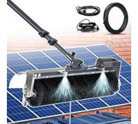 Kit de cepillo eléctrico de rodillo de limpieza de paneles solares, rotación automática de 360°, poste telescópico de 7,5 m, herramienta de limpieza al aire libre