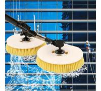 Kit de Cepillo Eléctrico y Varilla de Agua para Paneles Solares de 3.5m/5.5m/7.5m,Máquina de Limpieza de Placas Fotovoltaicas con Varilla Telescópica,Limpiador Rotativo de 70cm Cabezal Doble