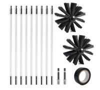 Kit de Cepillo Limpieza Chimenea, 150mm Cepillo para Chimenea Rotativo de Nylon, Deshollinador de Chimeneas, Cepillo para Limpiar Chimeneas con 9 Varillas Flexibles, para Conducto, Tubo, Secadora