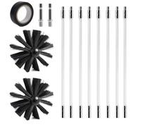 Kit de Cepillo Limpieza Chimenea, 150mm Cepillo para Chimenea Rotativo de Nylon, Deshollinador de Chimeneas, Cepillo para Limpiar Chimeneas con 9 Varillas Flexibles, para Conducto, Secadora