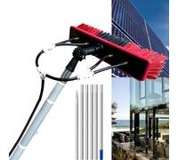 Kit de cepillo telescópico de alimentación de agua, poste extensible para paneles solares y limpieza de ventanas, limpiador de ventanas definitivo para un brillo cristalino, ideal para uso doméstico y