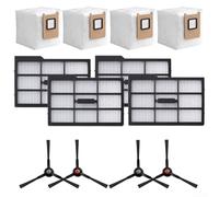 Kit de cepillos laterales de repuesto, bolsas de polvo y filtros compatible con EUFY para aspiradoras robot OMNI E25 y E28, filtración de alta eficiencia para pelo de mascotas y juego de 12 piezas