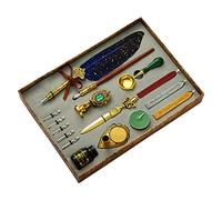 Kit de cera de pluma de inmersión de escritura retro, exquisito bolígrafo de inmersión de madera desmontable reemplazable, juego de soportes para bolígrafos de caligrafía para principiantes