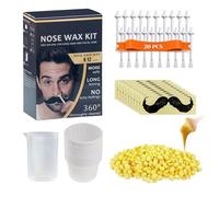Kit de cera para nariz, 100g Cera depilatoria nasal, 20 Plantillas Aplicadores de Cuentas de Cera, Quita Pelos de Nariz, Fácil aplicación en casa, kit completo