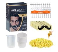 Kit de cera para nariz, 100g Cera depilatoria nasal, 20 Plantillas Aplicadores de Cuentas de Cera, Quita Pelos de Nariz, Fácil aplicación en casa, kit completo