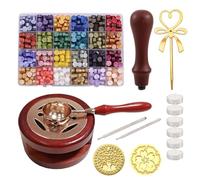 Kit De Cera Para Ocultar,Cera De Sellado Kit,24 Colores 600PCS Perlas Sello De Cera,Con Sello De Cera De Metal/Herramienta De Calentado/Velas/Bolígrafos De Metal,Para Sobres Boda DIY Decoración Regalo