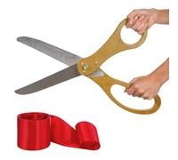 Kit de ceremonia de apertura - Tijeras gigantes de 20 pulgadas doradas con cinta roja para inauguraciones y ceremonias, tijeras ceremoniales grandes para cortar cinta, cinta de gran apertura y tijeras