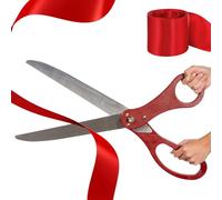 Kit de ceremonia de corte de cinta roja - Tijeras gigantes de 25 pulgadas para eventos especiales, tijeras grandes ceremoniales con cinta roja, tijeras de gran apertura para inauguraciones,