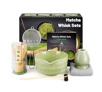 Kit de ceremonia japonesa Matcha de 7 piezas, batidor de matcha amarillo, cuenco de matcha, cuchara de té, soporte para batidor, kit completo de matcha, juego de matcha, para ceremonia de té, bebida