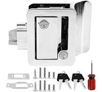 Kit de cerradura de puerta de remolque de caravana de aleación de zinc de aluminio, construcción de metal, pestillo interior exterior con 4 llaves de montaje (modelo cromado)