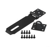 Kit de cerrojo de candado de puerta de acero inoxidable, placa de hebilla de bloqueo plegable resistente con tornillos, pestillo de seguridad antirrobo para puertas de granero, cobertizos, negro (5