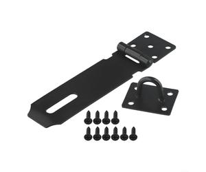 Kit de cerrojo de candado de puerta de acero inoxidable, placa de hebilla de bloqueo plegable resistente con tornillos, pestillo de seguridad antirrobo para puertas de granero, cobertizos, negro (5