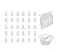 Kit de cesta de skimmer de piscina con cubierta de puerta y 30 calcetines de filtro para eliminación de escombros, compatible con piscinas sobre el suelo y en el suelo, plástico blanco