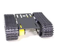 Kit de chasis de coche con tanque de robot inteligente con 2 pistas de plástico y 2 motores TT, TT02 plataforma de chasis de tanque de orugas de control remoto para Arduino inteligente AI programable aprendizaje educativo (negro)