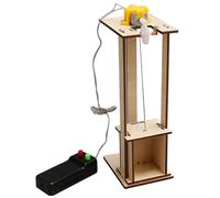 Kit de ciencia de ascensor eléctrico hecho a mano, proyecto STEM de madera de 20 cm | Modelo hecho a mano, generador de enseñanza de física más función de interés de aprendizaje dentro de la ciencia y