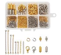 Kit de cierres magnéticos para joyería Craftdady con 40 juegos de cierres magnéticos redondos y tubulares, 40 cadenas extensoras para collar, 6 cadenas de extremo, 120 anillos de salto