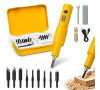 Kit de Cincel Eléctrico para Tallar Madera, 40W Cincel Eléctrico Portátil con [5/10/20] Cabezales Intercambiables, para Manualidades DIY, Bonsái y Principiantes (10 cabezales)
