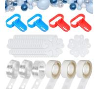 Kit de Cinta de Tira Decorativa de la Columna de Arco, Tiras de Cinta de Globo con Pegamento de Punto de Globo, Clips de Flores para la Fiesta de Navidad Bodas Cumpleaños