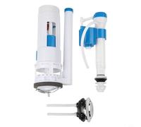 Kit de cisterna de inodoro de doble descarga con botón, entrada de agua ajustable y válvula de drenaje, sistema de llenado silencioso de repuesto para inodoros integrados, color blanco