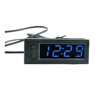 Kit de coche de vehículo 3 en 1 de 12 V | Reloj voltímetro termómetro | Pantalla digital LED | Monitor de temperatura rojo verde azul DC 5-27V (azul)
