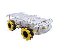 Kit de coche robot para ruedas mecanum, chasis de aluminio 4WD, motor de CC, omnidireccional, inteligente, proyecto de codificación STEM para Arduino para Raspberry Pi para microbit 15 x 15 cm (doble)