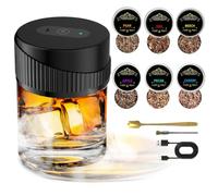 Kit de Cóctel para Fumadores, Kit de Fumador de Whisky Eléctrico con 6 Chips de Madera, Kit de Ahumador de Bebidas Antiguo para Amantes de la Bebida, Papá, Marido y Amigos