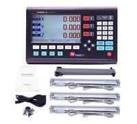Kit de codificador lineal, Conjunto completo de 3 ejes LCD Lectura digital con 3 piezas 0-1000mm Sensor de codificador de escala lineal de vidrio for fresado Lathe YH800-3(YH800-3 and 3 scales)