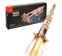 Kit de Cohetes Modelo UGEARS NASA Saturn V - Kits de Modelos de Naves espaciales para Adultos - Rompecabezas de construcción espaciales de Madera en 3D - Puzzle de Nave Espacial de Madera en 3D