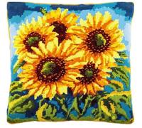 Kit de cojín de punto de cruz estampado Hermosos girasoles funda de cojín de punto de cruz de 11CT, que es más fácil de bordar, funda de cojín hecha a mano para decoración del hogar, 45x45 cm
