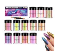 Kit de colección de pigmentos: tinte cambiante de perla camaleón de doce frascos, paquete de aditivos epoxi holográficos | Polvo de vela con pigmento colorante de jabón, polvo mineral luminoso, materi