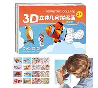 Kit de Collage para Niños - Geométricos de Papel | Kit de Manualidades de Collage con Formas geométricas - para Niños, Niñas, Adultos, Guardería, Escuela, de Cumpleaños, Año Nuevo, Navidad