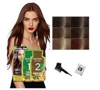 Kit de color de cabello permanente a base de hierbas naturales, tinte botánico de triple aceite para cobertura de canas, brillo duradero, color de cabello semipermanente para mujeres (Chestnut Brown)
