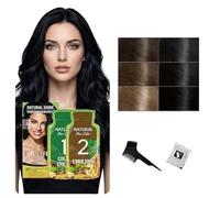Kit de color de cabello permanente a base de hierbas naturales, tinte botánico de triple aceite para cobertura de canas, brillo duradero, color de cabello semipermanente para mujeres (Natural Black)