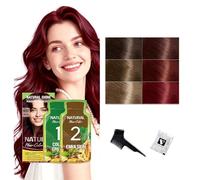 Kit de color de cabello permanente a base de hierbas naturales, tinte botánico de triple aceite para cobertura de canas, brillo duradero, color de cabello semipermanente para mujeres (Wine Red)