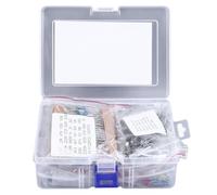 Kit de componentes electrónicos 1500 piezas Surtido con resistencias Transistores Condensadores electrolíticos de cerámica Diodos para diseño de circuitos de bricolaje Reparación