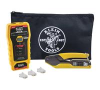 Klein Tools VDV026-813 - Kit de comprobador y crimpadora de cables Ethernet RJ45, tecnología de paso, incluye conectores para aplicaciones de datos Cat5e/CAT6, paquete de 50