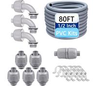 Kit de conducto hermético de PVC NPT de 80 pies de 0.5 pulgadas, conector | Resistente al aceite UV, para panel eléctrico, motor, HVAC, solar, granero, congelación húmeda y seca