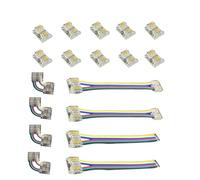 Kit de conector de 6 pines de 12 mm para tiras de luces LED RGB CCT COB, conector de expansión de doble extremo sin soldadura, conector en forma de L/en ángulo, conector de tira a cable, sin huecos