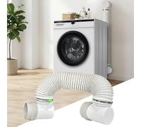 Kit de conector de manguera de ventilación de secadora para espacios reducidos, codo a codo de 90° con manguera de PVC blanco de 4 pulgadas y 6.5 pies, conectores blancos, instalación sin herramientas