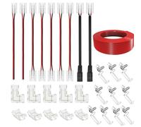 Kit de conector de tira LED COB de 10 mm de 2 pines con conector sin ranura, conector de puente, conector de fibra de cola, conector hembra DC y conector, conector en l con cable de