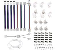 Kit de conector LED de 5 pines para tiras de luces LED 5050 RGBW 12 mm con conector de 5 pines conector de esquina en forma de L, cable, uso directo sin soldadura Cable de extensión de 5 pines,