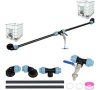 Kit de conector para IBC duales con grifo de latón de 3/4" y adaptador de S60X6, adecuado para tubería de PE de 25 mm, diseñado para un de de reservorio de agua de jardín