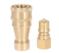 Kit de conector rápido hidráulico de cobre completo con doble mecanismo de autobloqueo para tuberías de agua de alta presión, rosca G 1/4, amarillo