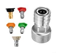 Kit de conectores de manguera de alta presión con 5 boquillas, adaptador de conexión rápida de acero inoxidable de 3/4 a 1/4 pulgadas para manguera de jardín y lavadora eléctrica, limpieza de