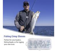 Kit de Conectores de Manguitos de Engarzado de Aluminio, Tubos de Sedal de Pesca de para Guías de Alambre para Pesca Al Curricán (500PCS)